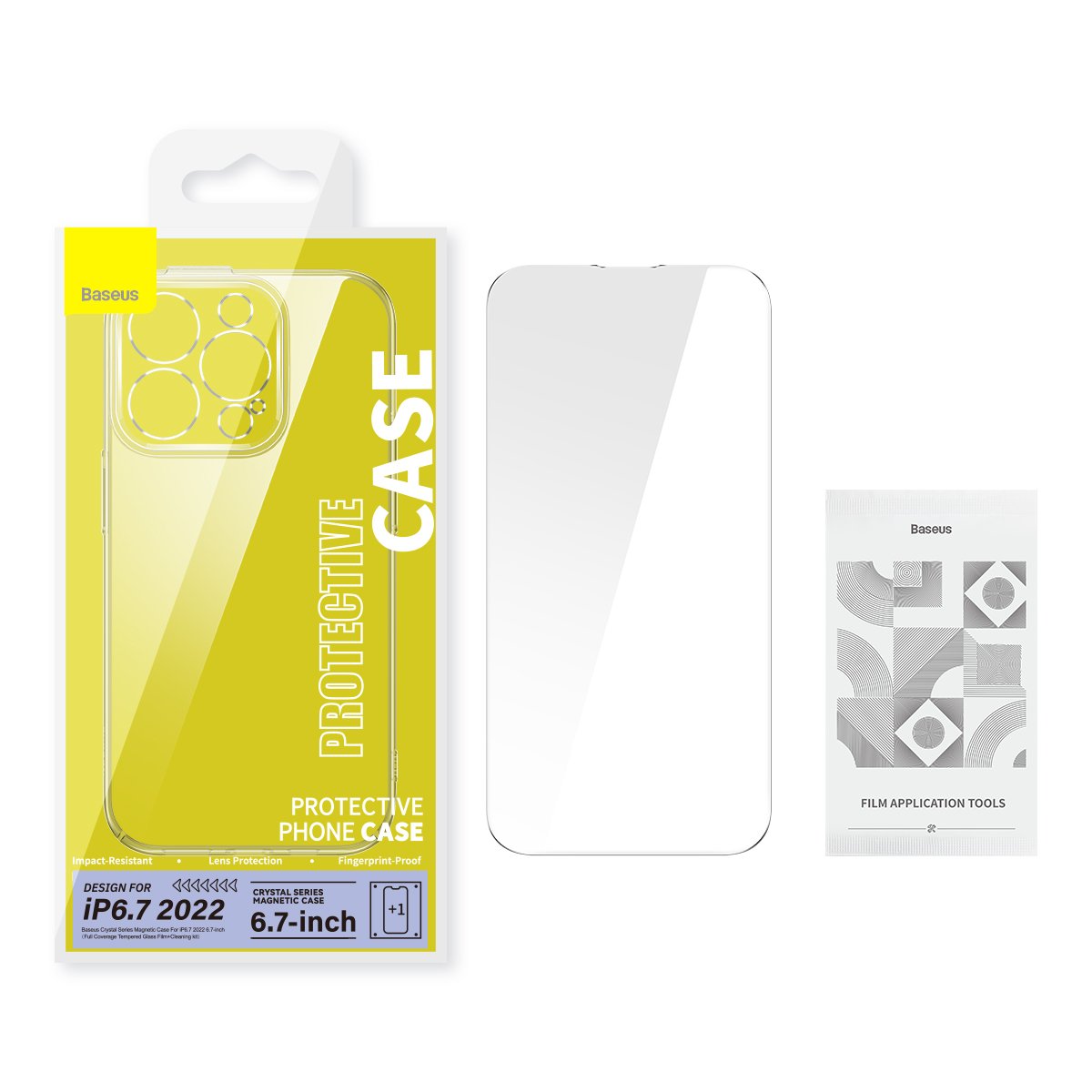 Baseus iPhone 14 Plus 6.7inch Crystal Magnetic Phone Case And Temperd Glass For iPhone Transparent- ARJC010002 / ARSJ011102