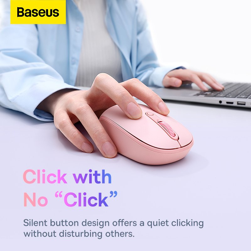 Baseus F01B Creator Tri-Mode Bluetooth & Wireless Mouse Baby Pink – B01055501412-00- 1 Year Warranty
