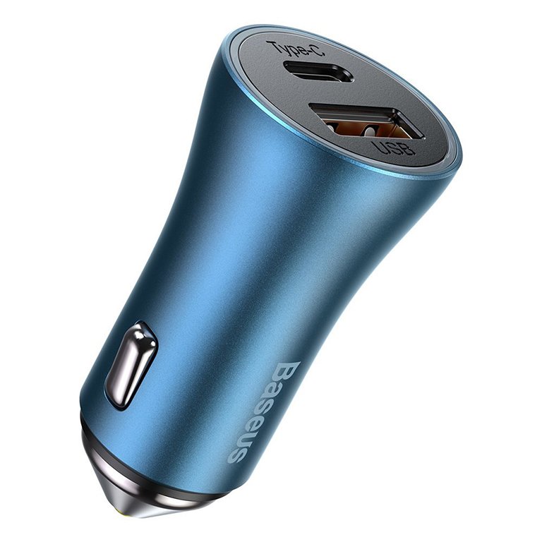 Baseus U+C 60W Golden Contactor Max Dual Fast Charger Car Charger Blue – CGJM000103- 1 Year Warranty