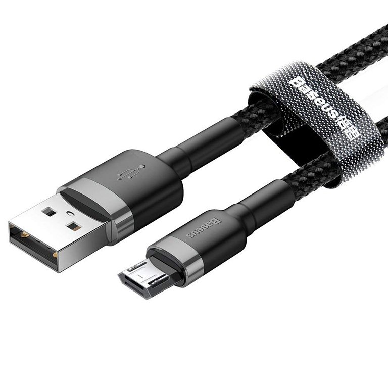 Baseus Cafule 0.5M Cable USB For Micro 2.4A Gray+Black – CAMKLF-AG1 – 1 Year Warranty – 1 Year Warranty