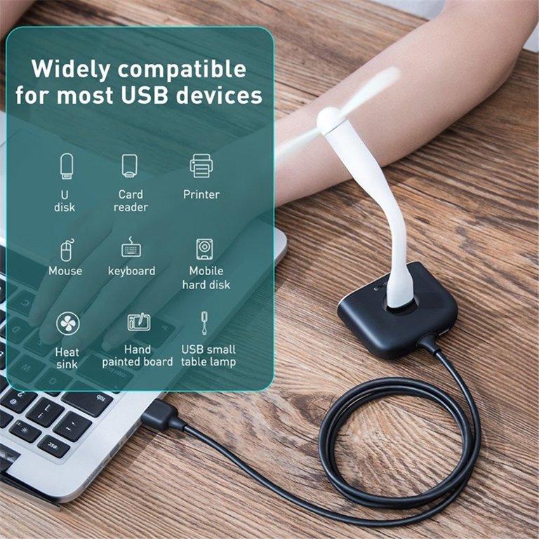 Baseus USB 4 Port HUB Square round Black- 1 Year Warranty