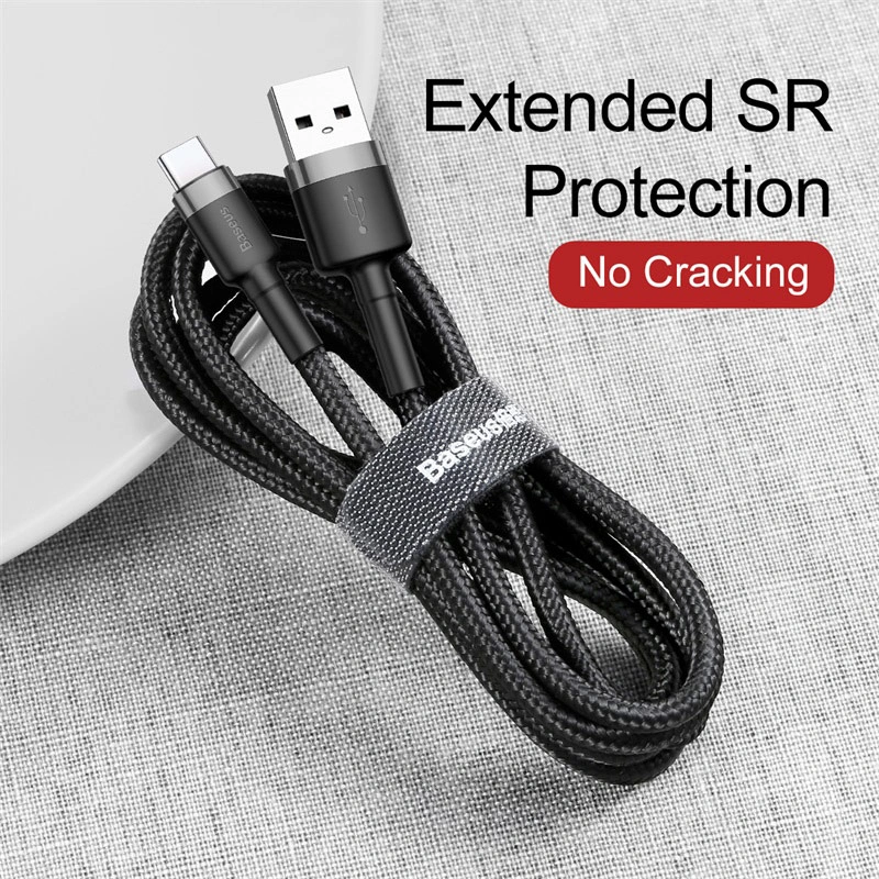 Baseus 1Meter Cafule USB For Type-C 3A Gray+Black Cable – CATKLF-BG1- 1 Year Warranty – 1 Year Warranty