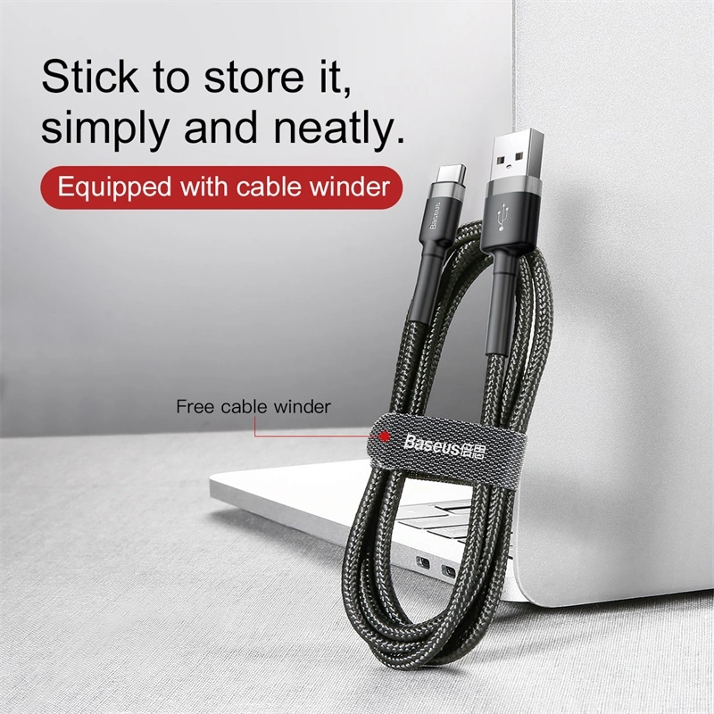 Baseus 1Meter Cafule USB For Type-C 3A Gray+Black Cable – CATKLF-BG1- 1 Year Warranty – 1 Year Warranty