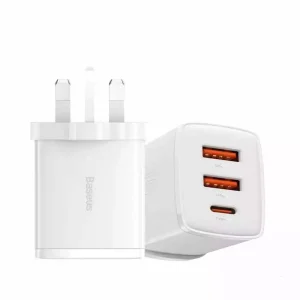 Baseus 30W 2U+C Compact Fast Charger UK White – CCXJ030102 – – 1 Year Warranty