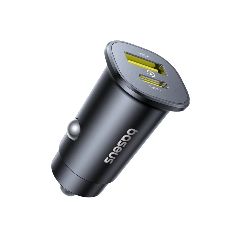 Baseus 30W GoTrip Car Charger Type – C+USB – Cosmic Black – 1 Year Warranty
