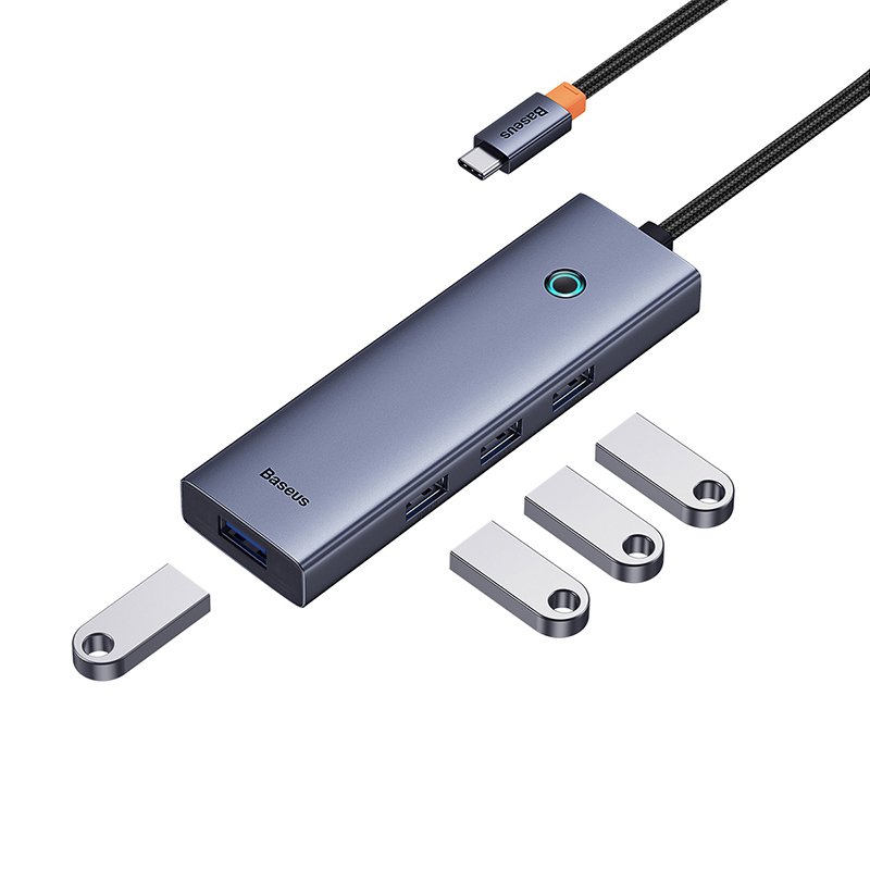 Baseus 4-Port HUB Flite Series – Space Grey – Type-C to USB3.0 x 4- 1 Year Warranty