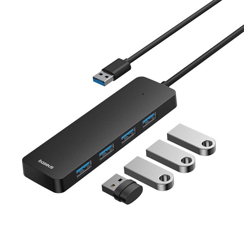 Baseus 4-Port HUB UltraJoy Series Lite 100cm – Cluster Black – USB-A to USB3.0x 4- 1 Year Warranty
