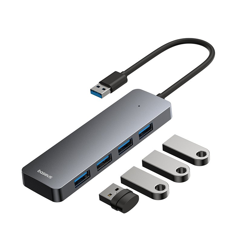 Baseus 4-Port HUB UltraJoy Series Lite- 15cm Space Grey USB-A to USB3.0 x 4- 1 Year Warranty