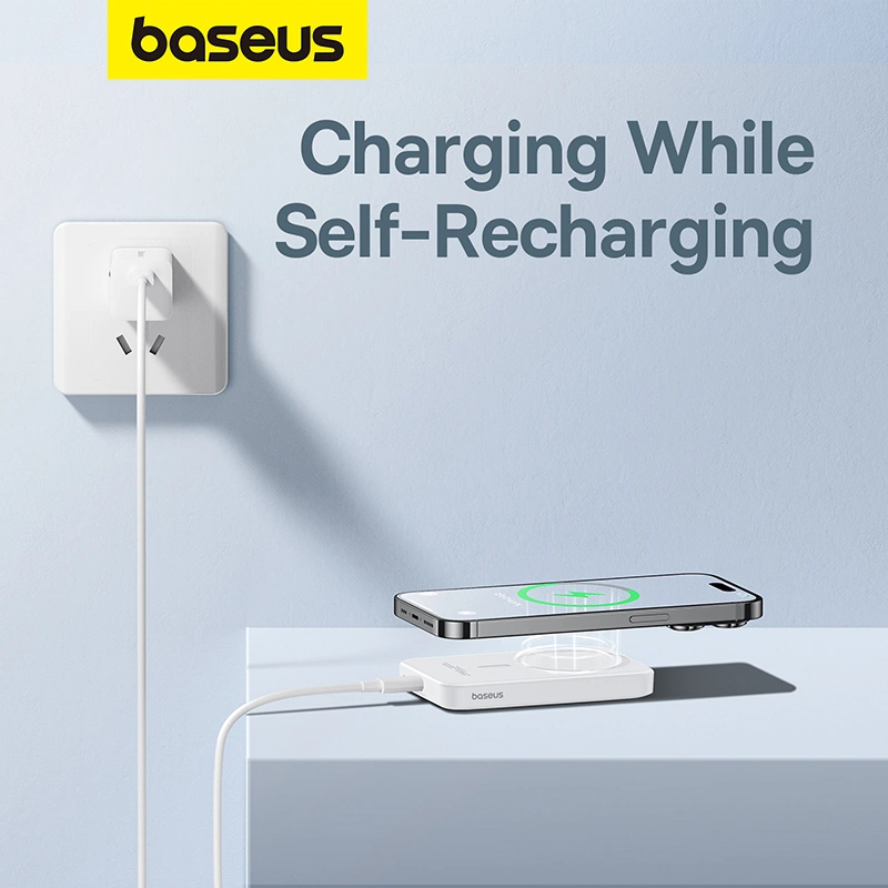 Baseus 5000mAh 20W Magnetic Mini Wireless Fast Charge Power Bank Stellar White – P10022107223-00- 1 Year Warranty