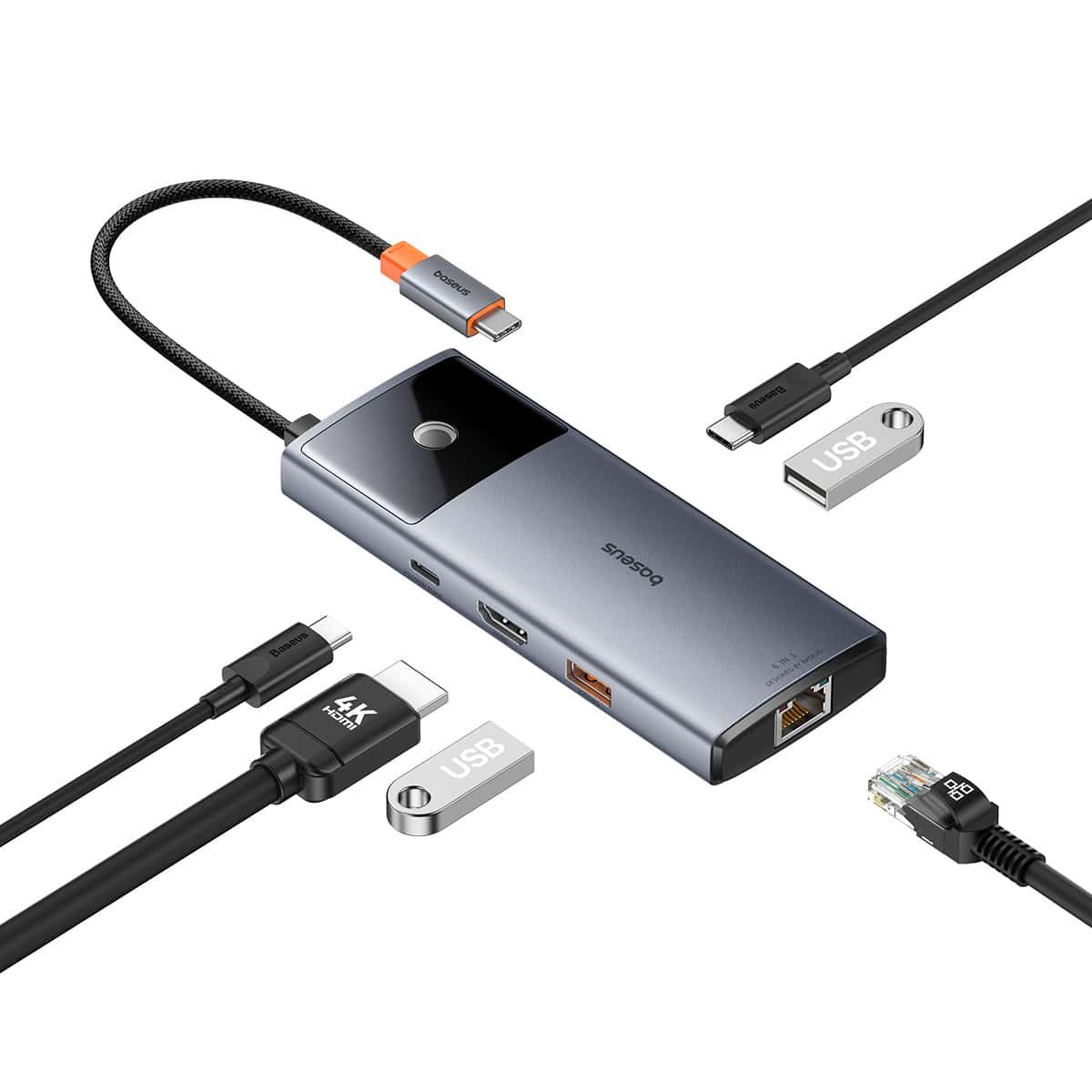 Baseus 6-in-1 USB-C HUB Metal Gleam Series II – Space Grey- 1 Year Warranty