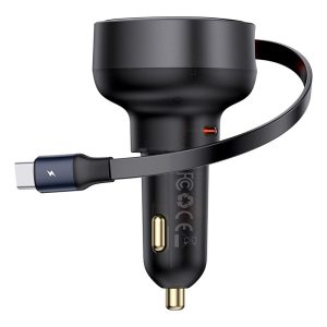 Baseus 60W Enjoyment Pro Car Charger C+Retractable Type-C Cable – 1 Year Warranty