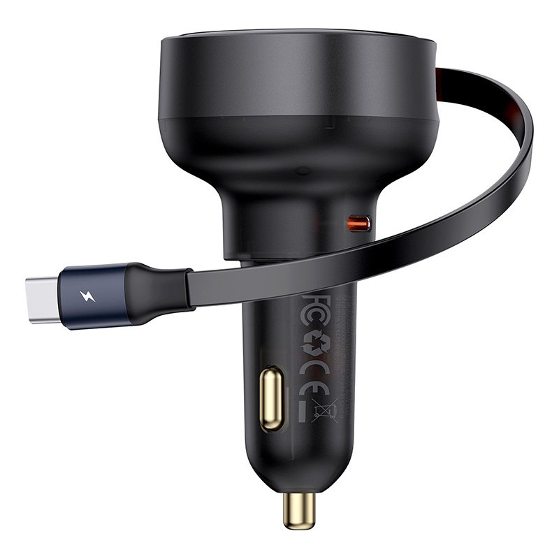 Baseus 60W Enjoyment Pro Car Charger C+Retractable Type-C Cable – 1 Year Warranty