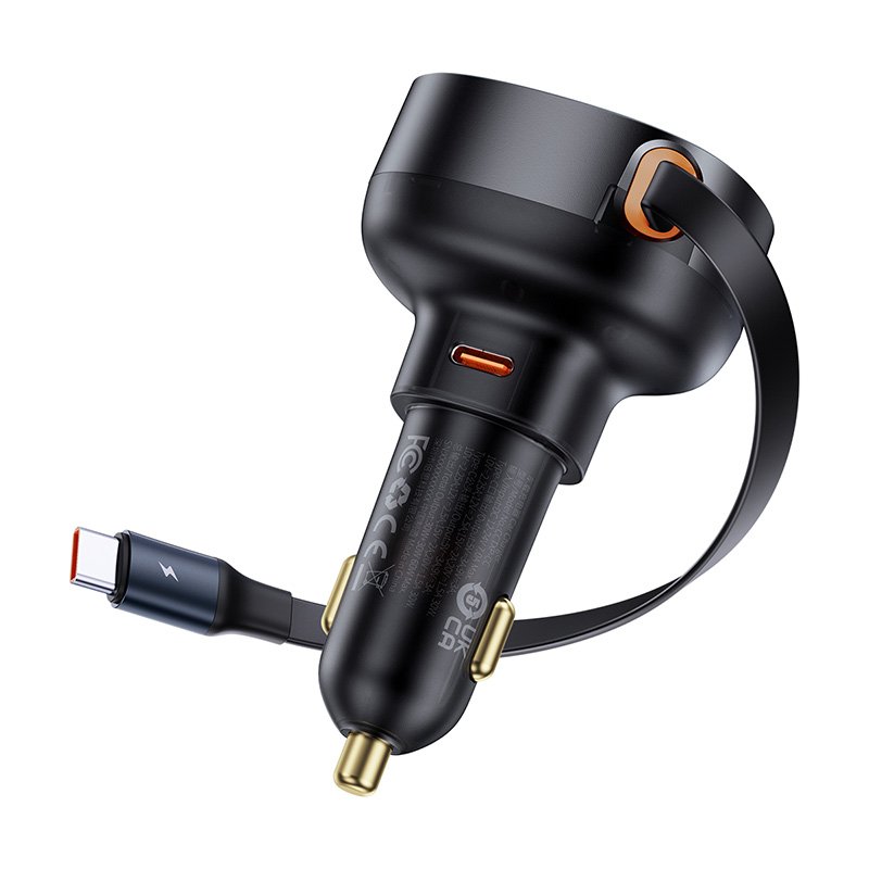 Baseus 60W Enjoyment Pro Car Charger C+Retractable Type-C Cable – 1 Year Warranty