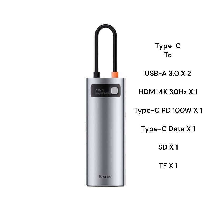 Baseus 7-in-1 Type-C HUB Star Joy Series Multifunctional Docking Station Gray- 1 Year Warranty