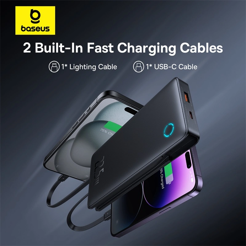 Baseus Airpow Lite 10000mAh 22.5W Power Bank Dual-Cable – 1 Year Warranty