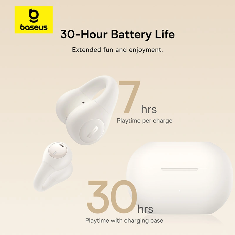 Baseus Bass 15 Clip Open-Ear True Wireless Earphones – 1 Year Warranty
