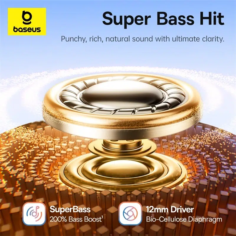 Baseus Bass BC1 Open-Ear True Wireless Earbuds (Clip-on Type) Cluster Black – 1 Year Warranty