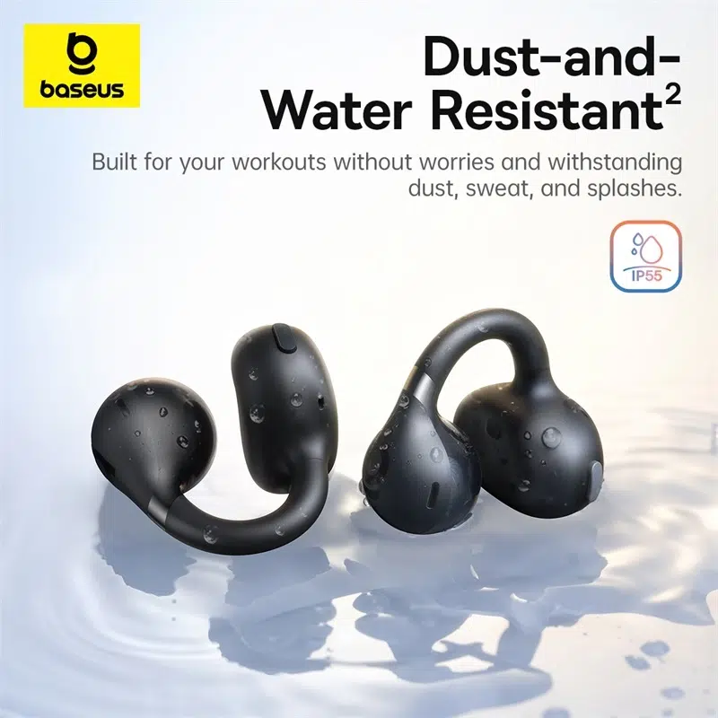 Baseus Bass BC1 Open-Ear True Wireless Earbuds (Clip-on Type) Cluster Black – 1 Year Warranty