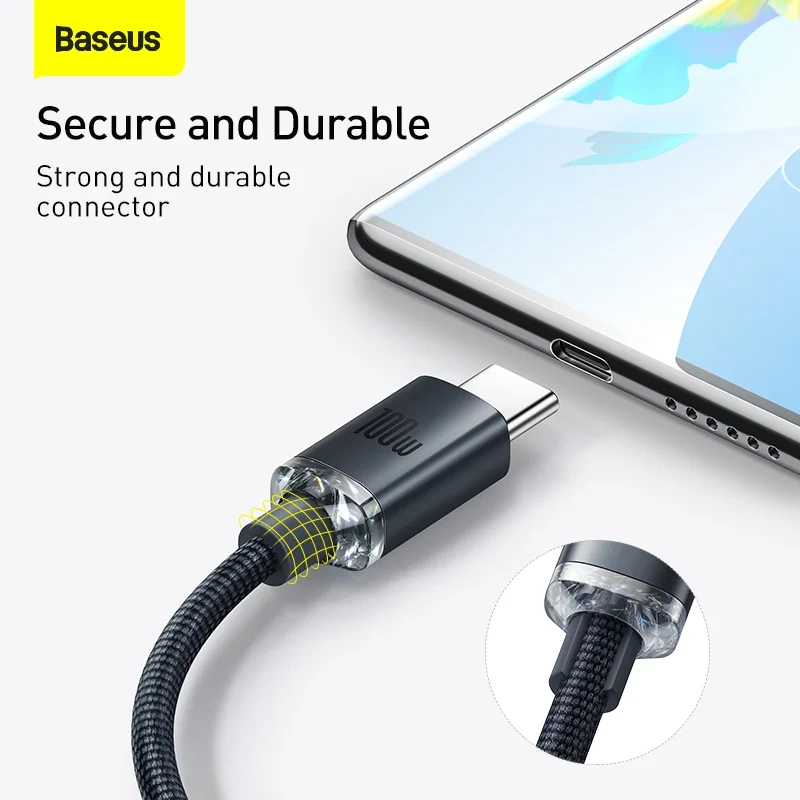 Baseus Crystal Shine Series 2 Meter 100W USB to Type-C Cable – 1 Year Warranty