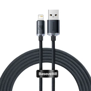 Baseus Crystal Shine Series 2Meter 2.4A USB to iPhone Fast Charging Data Cable – 1 Year Warranty