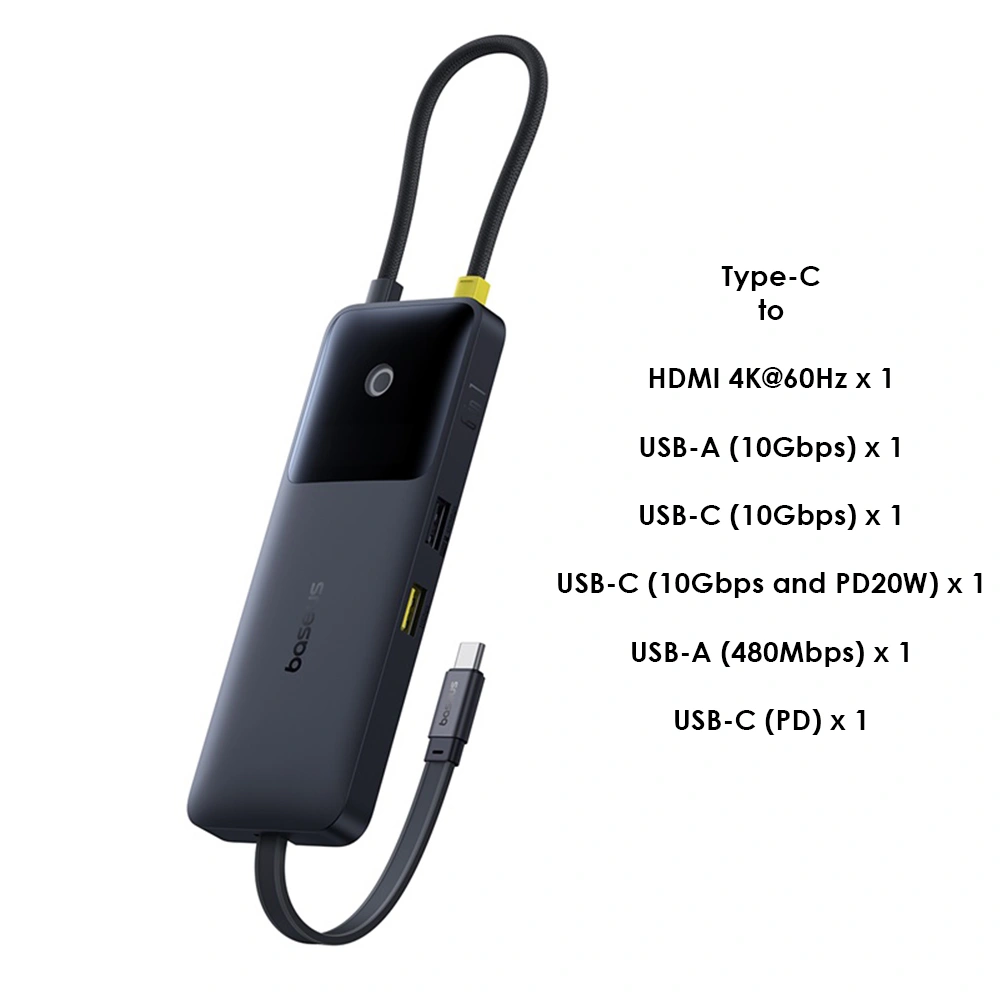 Baseus Dual Fast Charging 6-in-1 HUB – 1 Year Warranty