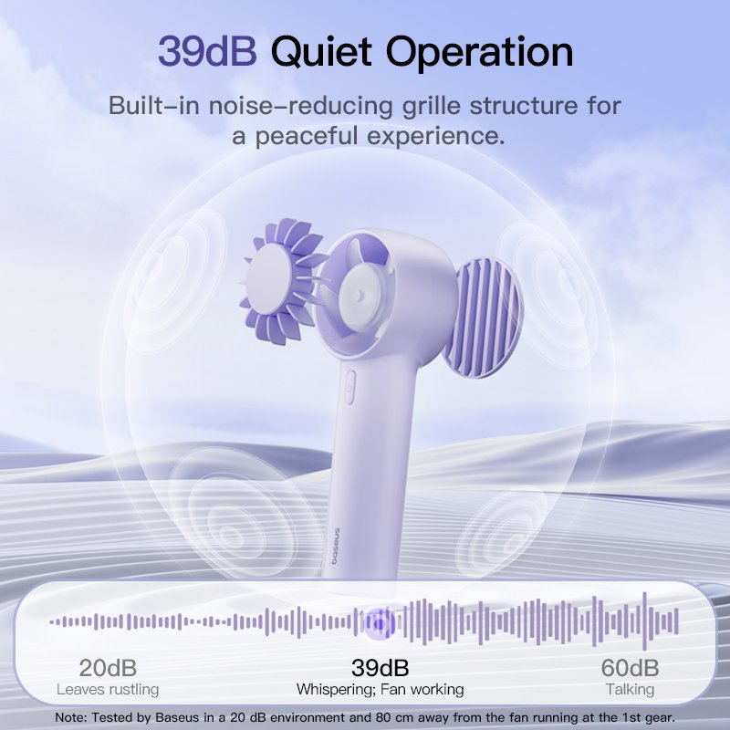 Baseus GoTrip DT1 Mini Turbine Handheld Fan Nebula Purple – 1 Year Warranty
