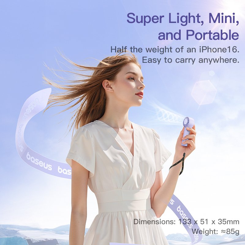 Baseus GoTrip DT1 Mini Turbine Handheld Fan Nebula Purple – 1 Year Warranty