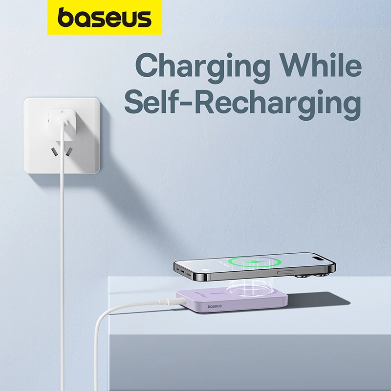 Baseus 5000mAh 20W Magnetic Mini Wireless Power Bank – Nebula Purple- 1 Year Warranty