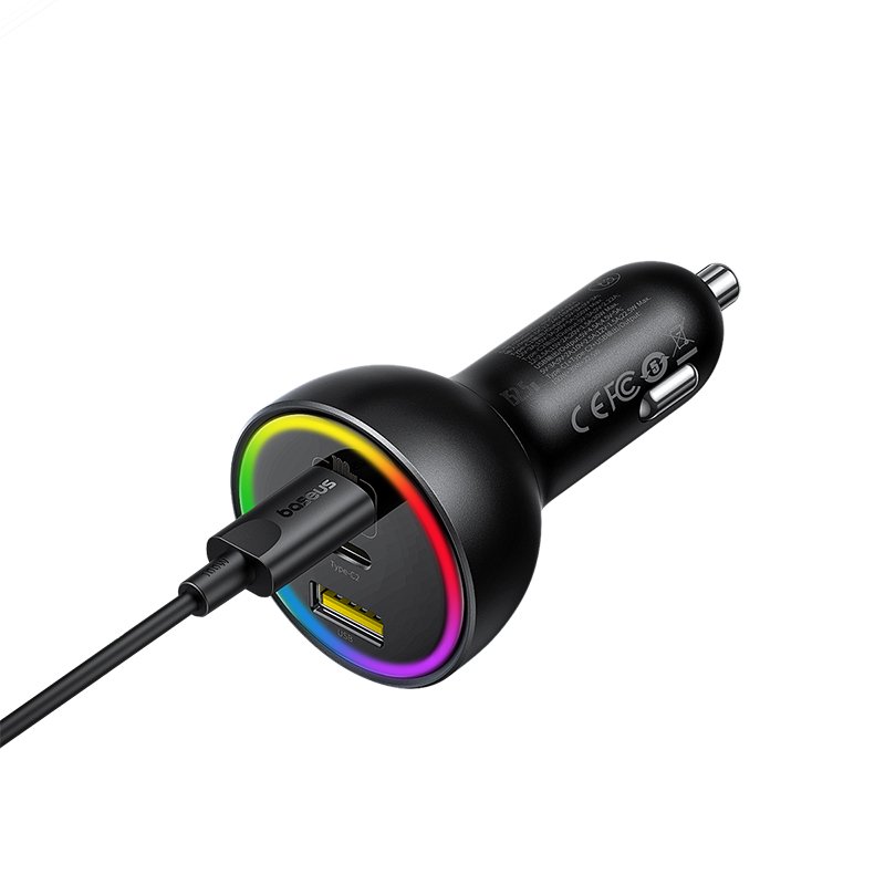 Baseus Multi-Port Fast Charge Car Charger C+C+U 152.5W Set Cluster Black – 1 Year Warranty
