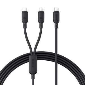 Baseus New Pudding Series 1.5Meter 100W Type-C to Dual Type-C Fast Charging Cable – 1 Year Warranty