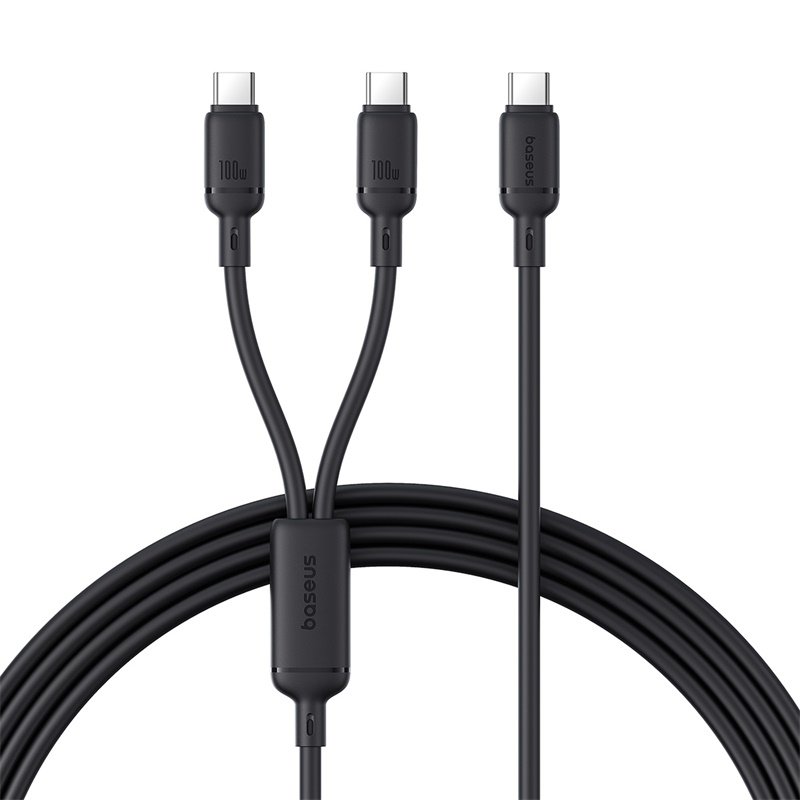 Baseus New Pudding Series 1.5Meter 100W Type-C to Dual Type-C Fast Charging Cable – 1 Year Warranty