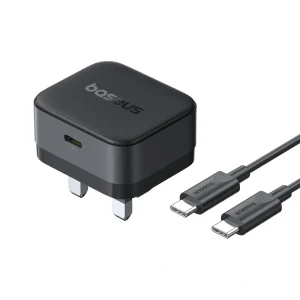 Baseus Palm 20W UK Pin Type-C Fast Charger with Type-c to Type-c 60W Cable – 1 Year Warranty