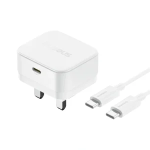 Baseus Palm 20W UK Pin Type-C Fast Charger with Type-c to Type-c 60W Cable – 1 Year Warranty