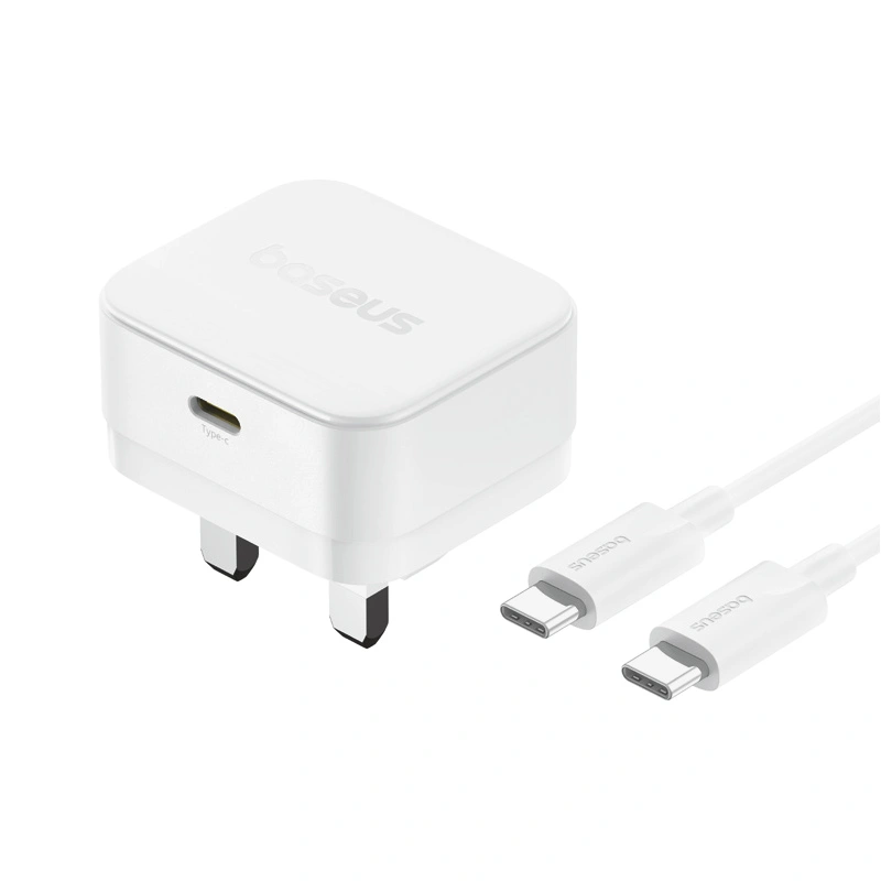 Baseus Palm 20W UK Pin Type-C Fast Charger with Type-c to Type-c 60W Cable – 1 Year Warranty