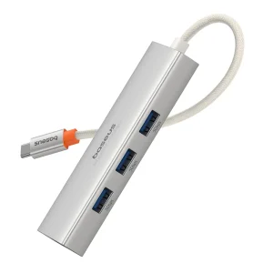 Baseus PortalJoy Series 4-Port Type-C HUB (3x USB 3.0 + RJ45 Gigabit Ethernet) – B00053003S11-01 – 1 Year Warranty