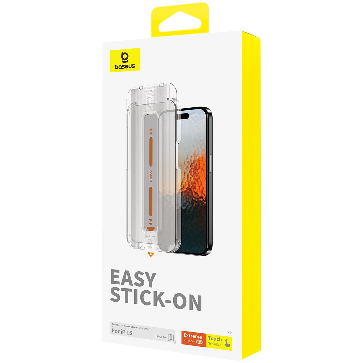 Baseus iPhone 15/16 Privacy Protection Tempered Glass (with Built-in Dust Filter) – Sapphire Series
