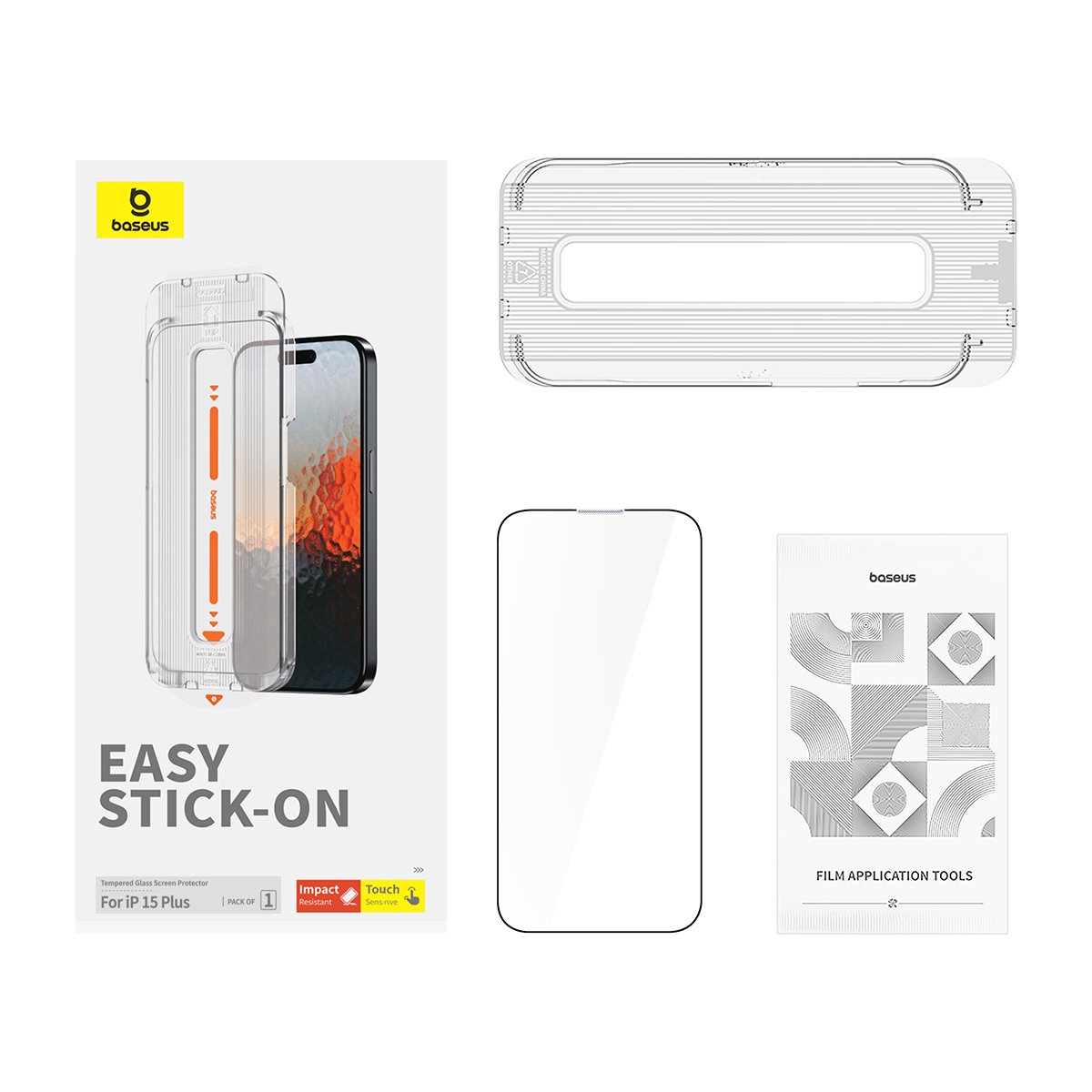 Baseus Iphone 15 Plus/ 16 Plus Sapphire Series Easy Stick on HD Tempered-Glass Screen Protector