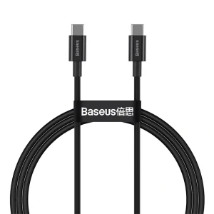 Baseus 1 Meter 100W Superior Series Fast Charging Data Cable Type-C to Type-C Black – 1 Year Warranty
