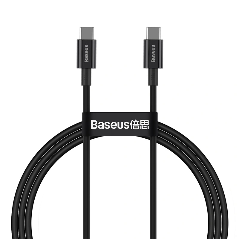 Baseus 1 Meter 100W Superior Series Fast Charging Data Cable Type-C to Type-C Black – 1 Year Warranty