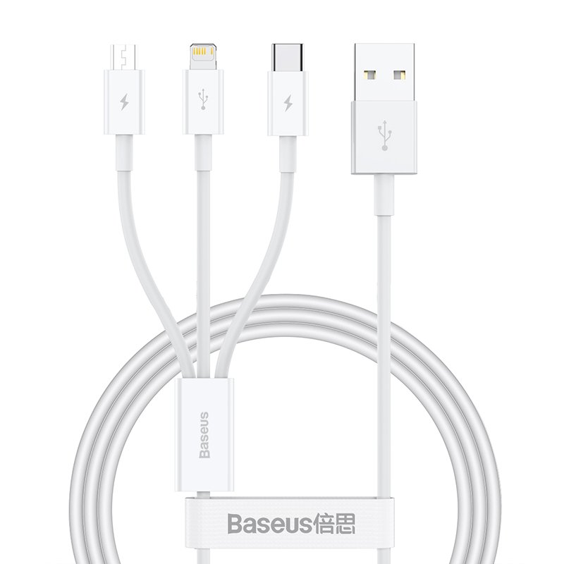 Baseus Superior Series 1 Meter USB to M+L+C 3.5A Cable – 1 Year Warranty