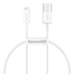 Baseus Superior Series 0.25 Meter Fast Charging Data Cable USB to Lightning 2.4A – White- 1 Year Warranty