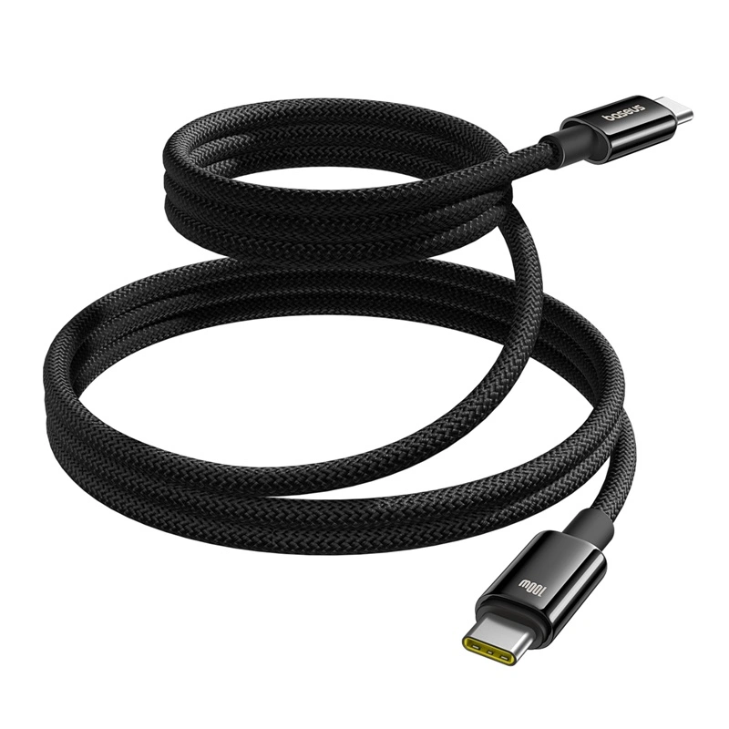 Baseus 1Meter Tungsten Gold Type-C to Type-C 100W Magnetic Charging Cable – Cluster Black – 1 Year Warranty