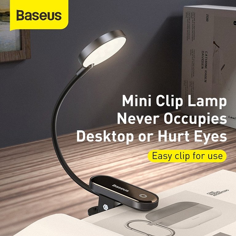 Baseus Comfort Reading Rechargeable Mini Clip Lamp Dark Gray – DGRAD-0G- 1 Year Warranty