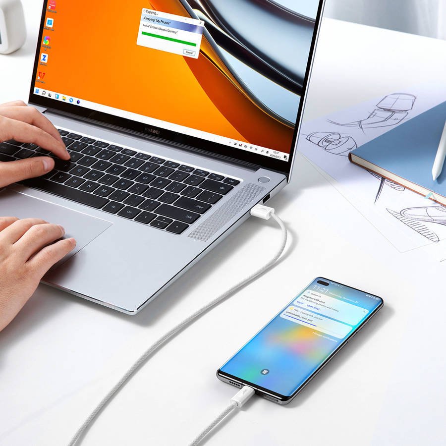 Baseus Dynamic Series 2M 100W Fast Charging Data Cable USB to Type-C White – CALD000702- 1 Year Warranty – 1 Year Warranty