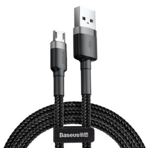 Baseus Cafule 1M Cable USB For Micro 2.4A Gray+Black – CAMKLF-BG1 – 1 Year Warranty – 1 Year Warranty
