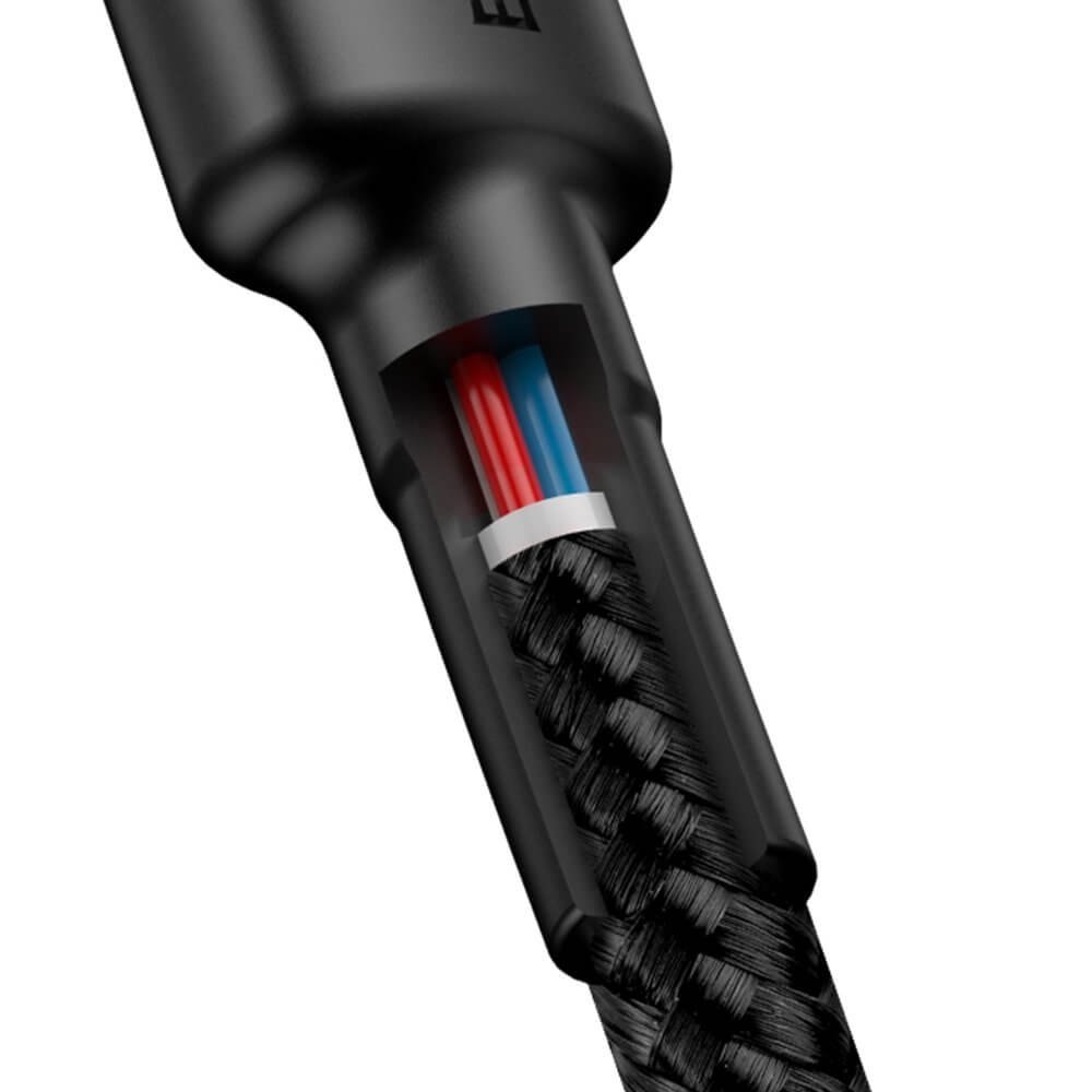 Baseus Cafule 2M Nylon Braided Cable USB To Type-C QC3.0 2A Black-Grey – CATKLF-CG1- 1 Year Warranty – 1 Year Warranty