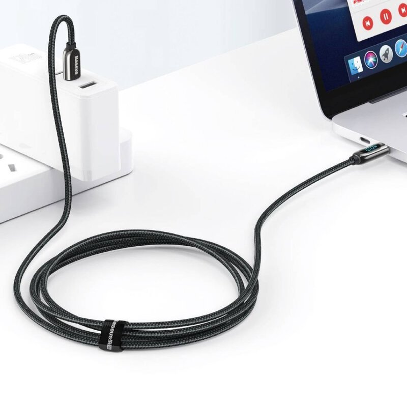 Baseus Display 1M 100W Fast Charging Data Cable Type-C to Type-C Black Digital Display- CATSK-B01- 1 Year Warranty – 1 Year Warranty