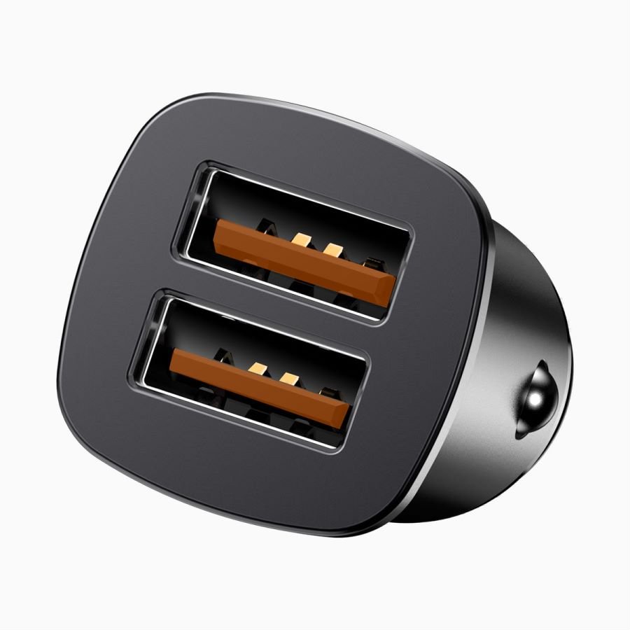 Baseus Square Metal 30W A+A Dual QC3.0 Quick Car Charger Black – CCALL-DS01- 1 Year Warranty