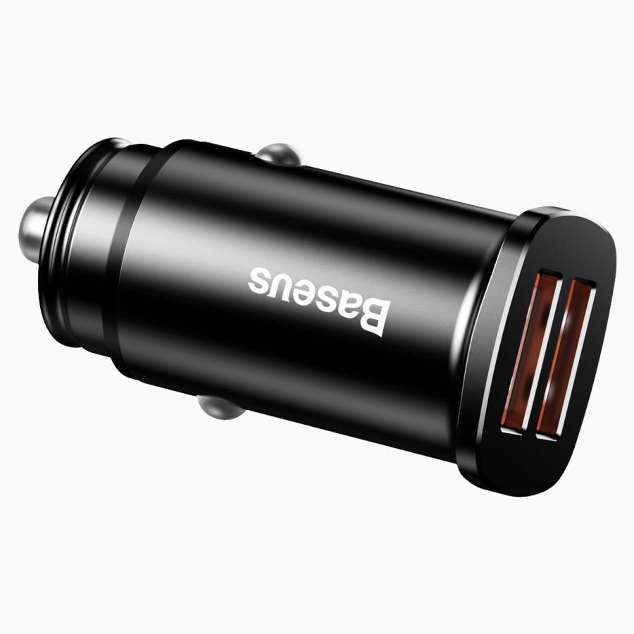 Baseus Square Metal 30W A+A Dual QC3.0 Quick Car Charger Black – CCALL-DS01- 1 Year Warranty