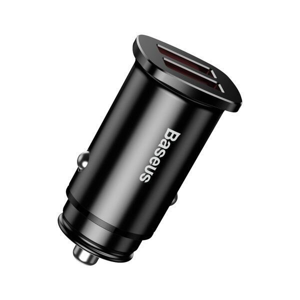 Baseus Square Metal 30W A+A Dual QC3.0 Quick Car Charger Black – CCALL-DS01- 1 Year Warranty
